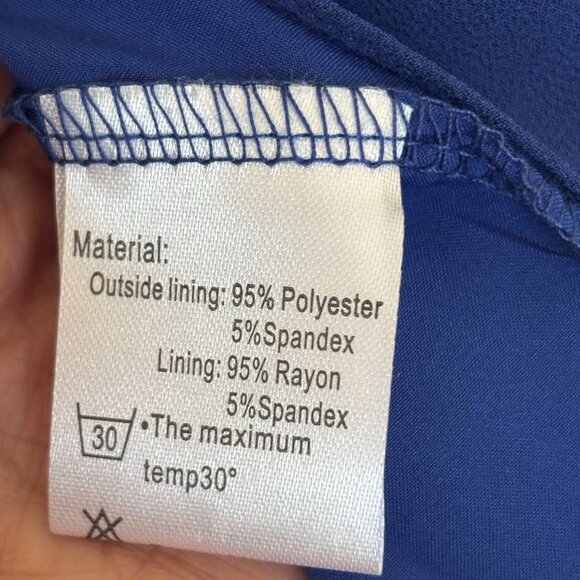 Royal Blue Layered Chiffon Blouse With Flowy 3/4 Bell Sleeves Neineiwu Size XL - Picture 5 of 9